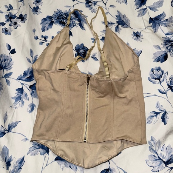 NWT edikted Lou Crossover Beaded Corset Beige S - Picture 4 of 5